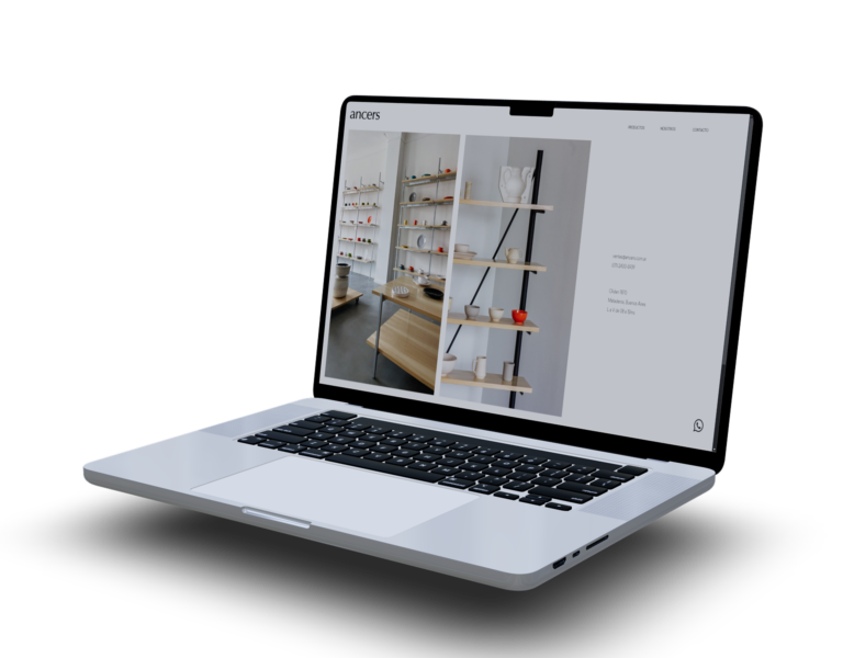 Página web de Ancers en una notebook