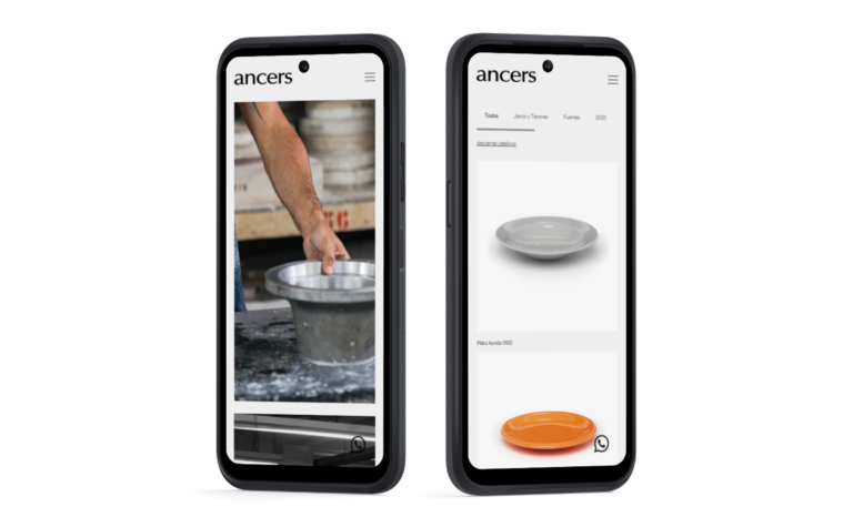 Página web de Ancers en dispositivos moviles