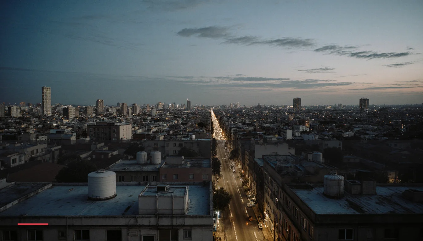 Vista aérea de un barrio de Buenos Aires al anochecer, ilustrando el SEO local en CABA y AMBA